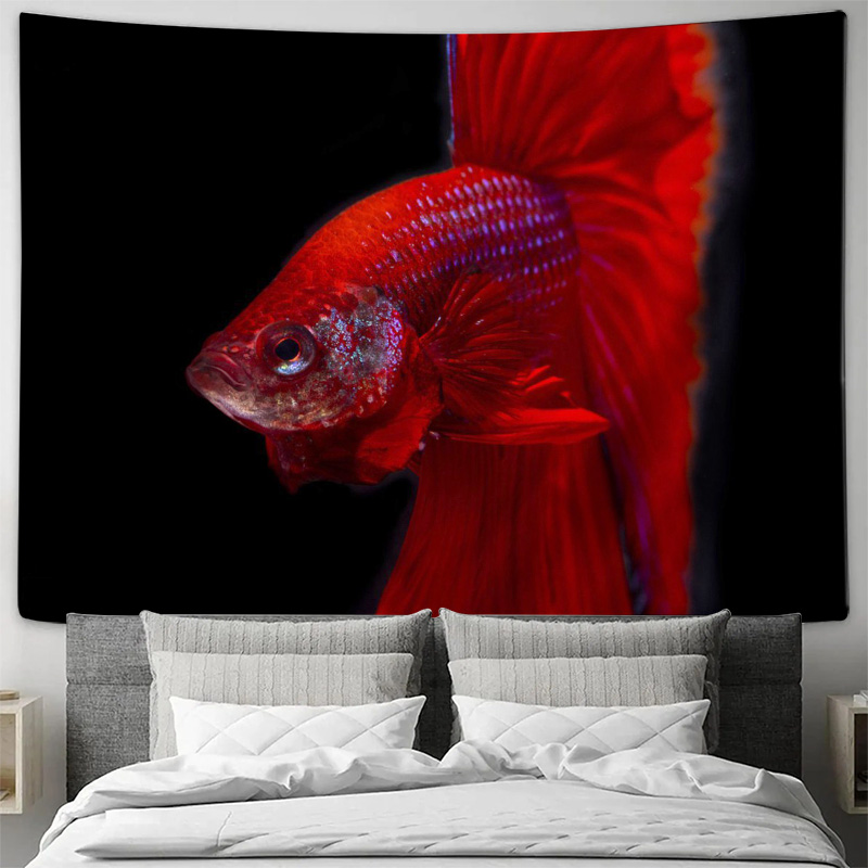 Vibrant Red Betta Fish Tapestr - огляд і ціна Aquarium Fish Betta